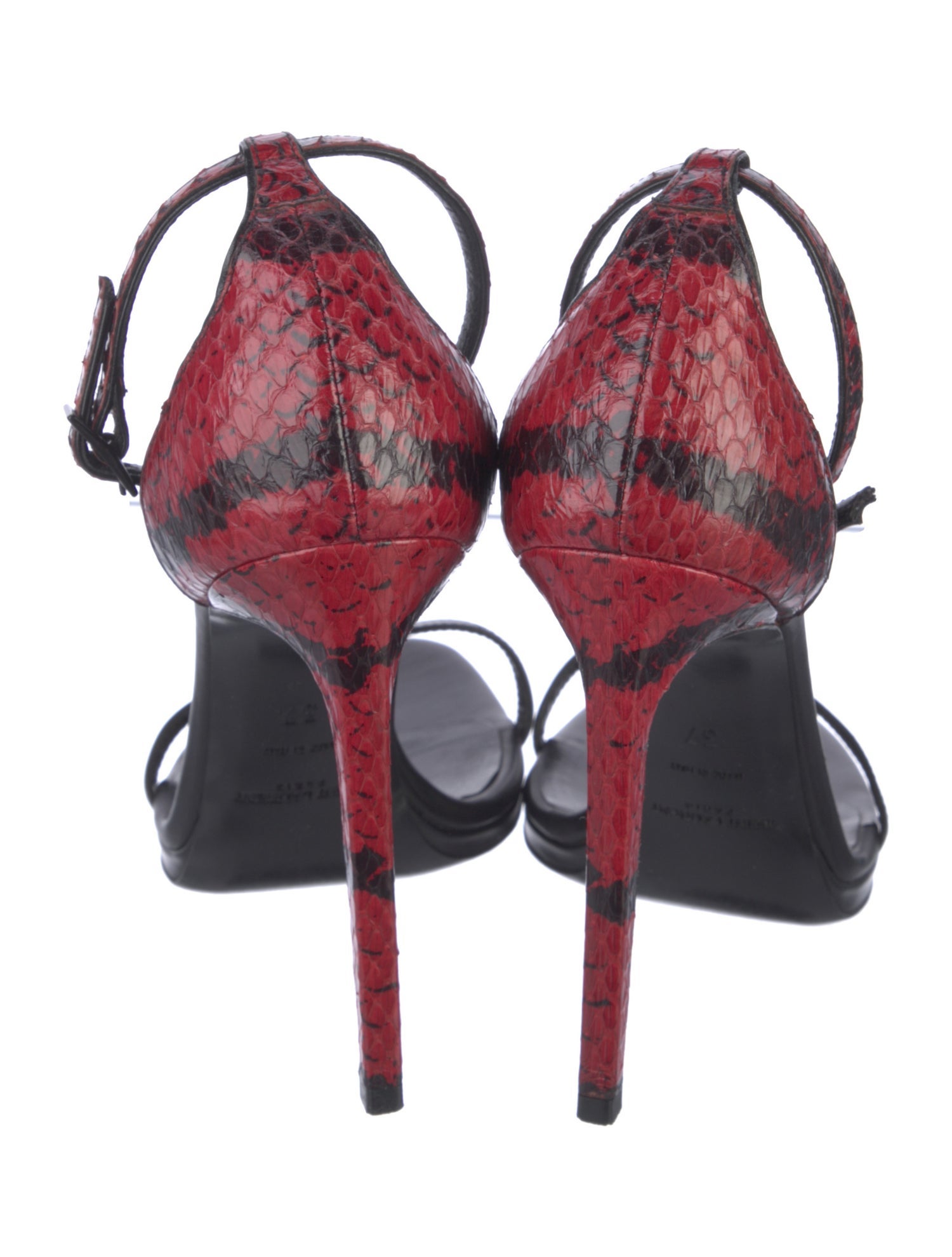 Saint Laurent Embossed Leather Animal Print Sandals